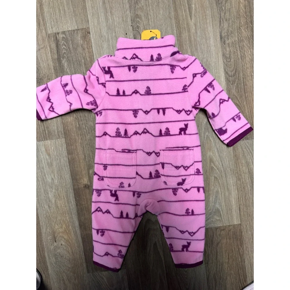 Carhartt Baby Girls Fleece Zip-Front Coverall Pink Mountain Print 3M